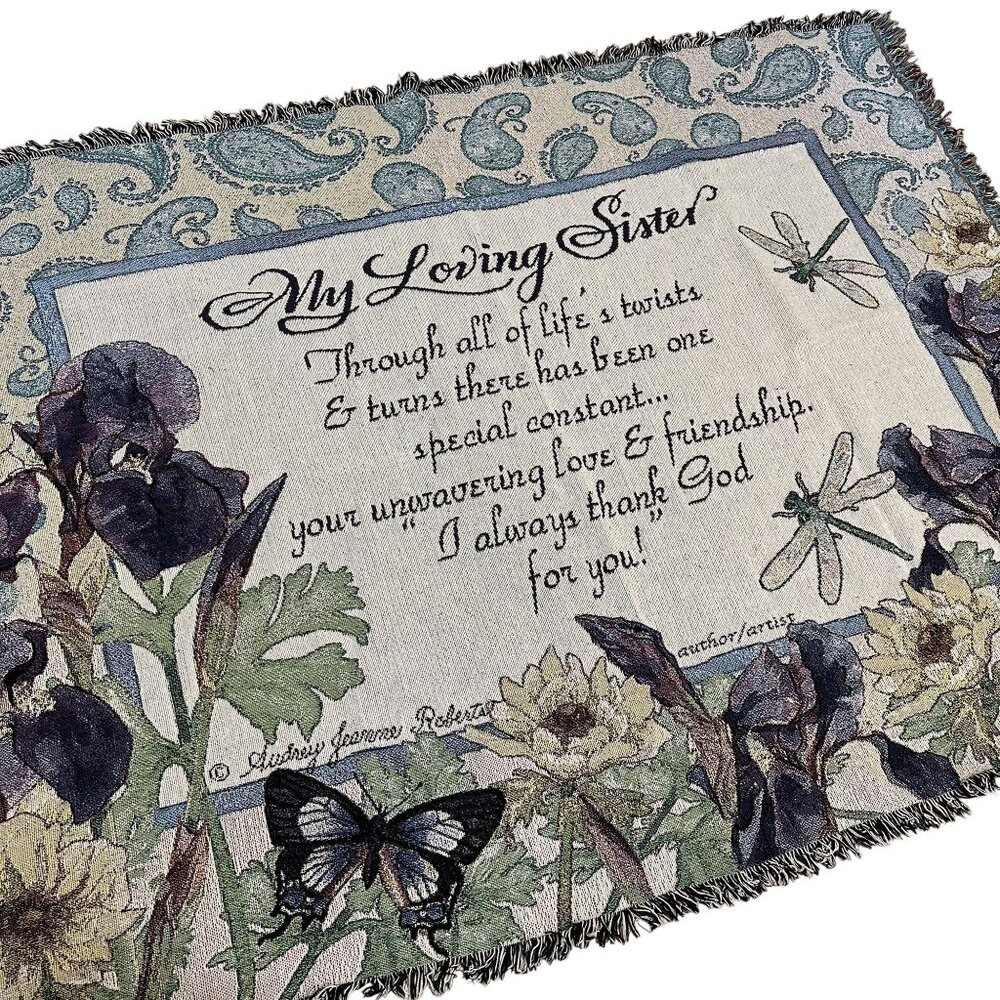 My Loving Sister Throw Blanket Audrey Jeanne Roberts USA Pure Country Weavers